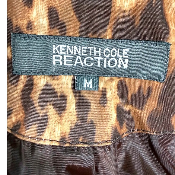 Kenneth Cole Reaction Leopard Print Trench Coat Belted Medium G-III Apparel Glam - Picture 7 of 13